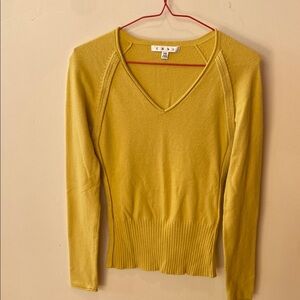 CAbi Yellow V-Neck Sweater Lightweight Knit